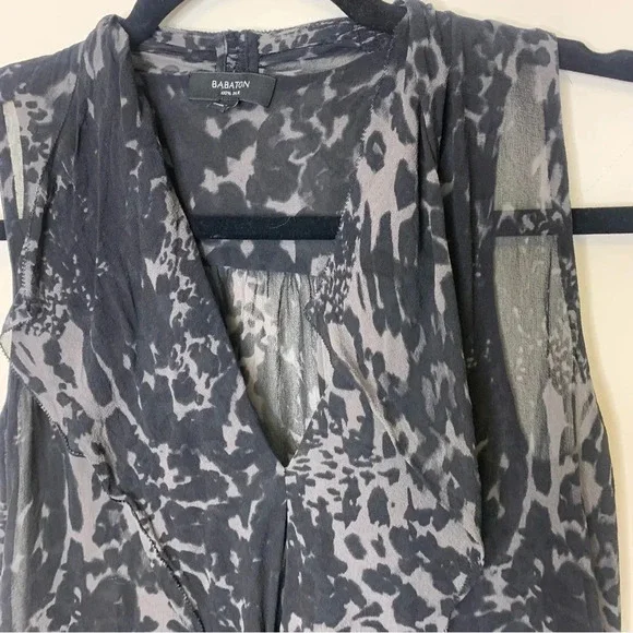 BABATON Aritizia Leopard Animal Print 100% Silk Sleeveless Top Size XS - Picture 2 of 8